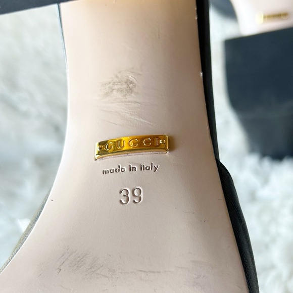 Gucci Baby Horsebit Slide Sandals Mules Black and Gold Block Heel Size EU 39 - Picture 14 of 14